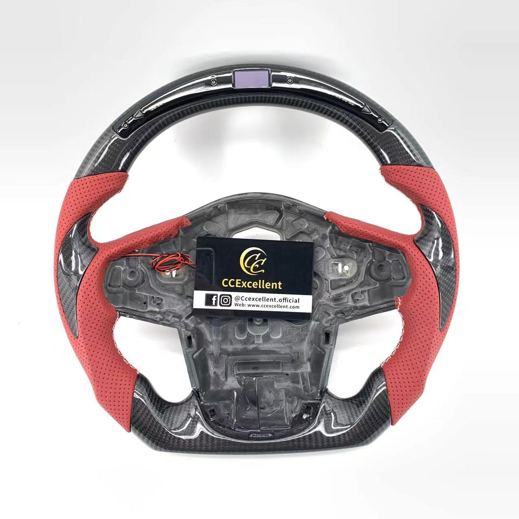 CCexcellent For Toyota Supra A90 carbon fiber steering wheel with gloss black carbon fiber thumbgrips