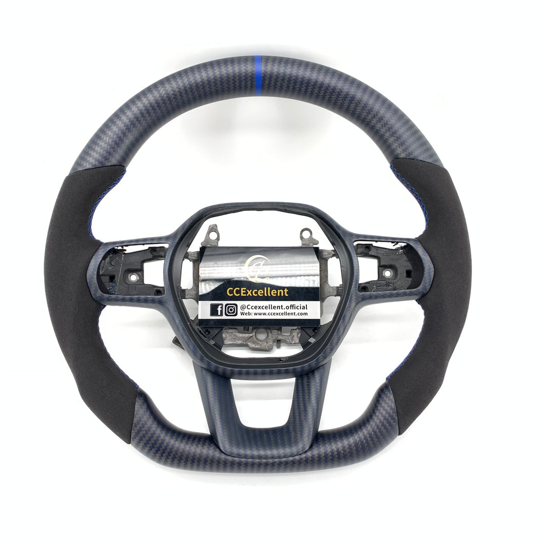 CCexcellent For 11th Gen/2022-2023 Honda Civic carbon fiber steering wheel with alcantara sides