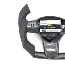 Load image into Gallery viewer, CCexcellent For 2017-2021 Tesla Model 3/Model Y Carbon Fiber Steering Wheel with cut top and flat bottom shape
