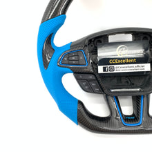 Load image into Gallery viewer, CCExcellent For Ford Focus MK3 RS/ST /EcoSport/Escape/Kuga/C-MAX 2015-2020 Carbon Fiber Steering Wheel With blue stripe line
