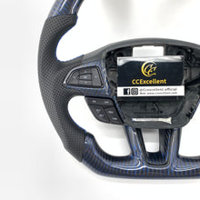 Load image into Gallery viewer, CCExcellent For Ford Focus MK3 RS/ST /EcoSport/Escape/Kuga/C-MAX 2015-2020 Carbon Fiber Steering Wheel With gloss blue wire carbon fiber
