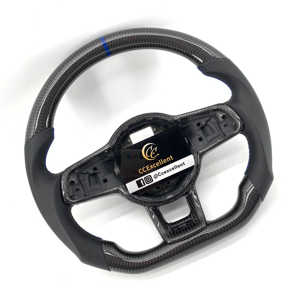 CCexcellent For 2015/2016/2017/2018/2019 Volkswagen MK7/MK7R/MK7GTI//GOLF MK7/GOLF7GIT carbon fiber steering wheel with blue stripe