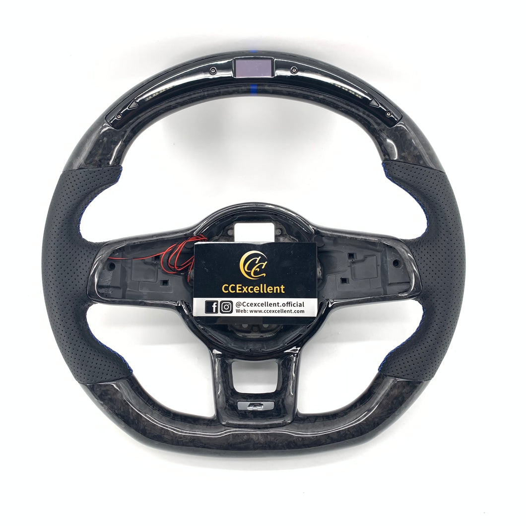 CCExcellent For 2015/2016/2017/2018/2019 Volkswagen MK7/MK7R/MK7GTI/GOLF MK7/GOLF MK7 GTI carbon fiber steering wheel with perforated leather sides