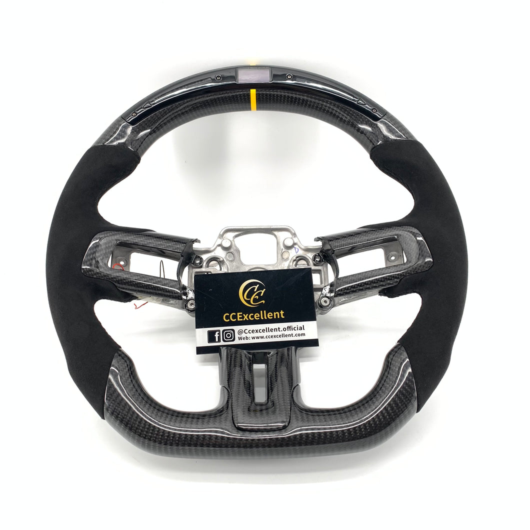 CCexcellent for Ford SHELBY GT350R GENUINE 2018 2019 2020 2021 carbon fiber steering wheel with LED