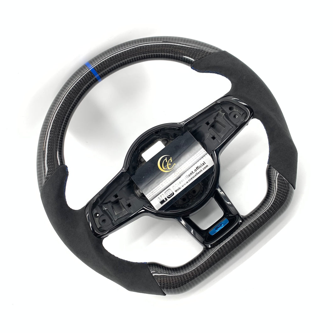 CCexcellent For 2015/2016/2017/2018/2019 Volkswagen MK7/MK7R/MK7GTI//GOLF MK7/GOLF7GIT carbon fiber steering wheel with blue stripe