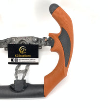 Load image into Gallery viewer, CCexcellent For Nissan Note (UK) Carbon Fiber Steering Wheel With cut top and flat bottom and brown perforated leather
