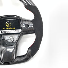 Load image into Gallery viewer, CCexcellent For 2017-2021 Tesla Model 3/Model Y Carbon Fiber Steering Wheel with black alcantara and red stripe line
