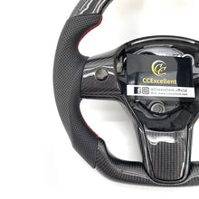 Load image into Gallery viewer, CCexcellent For 2017-2021 Tesla Model 3/Model Y Carbon Fiber Steering Wheel with red stripe line
