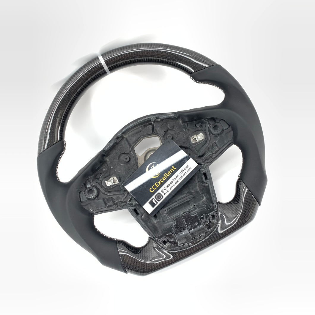 CCexcellent For Toyota Supra A90 carbon fiber steering wheel with white stitching