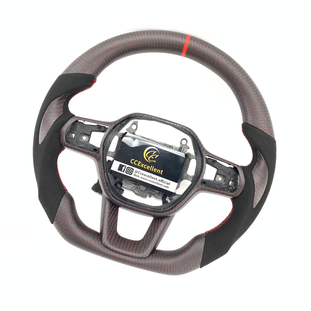 CCexcellent For 11th Gen/2022-2023 Honda Civic carbon fiber steering wheel with alcantara sides