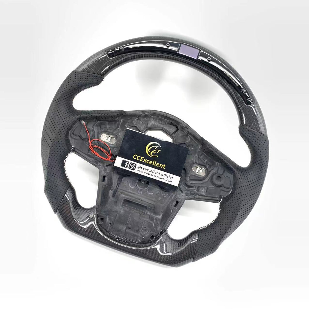 CCexcellent For Toyota Supra A90 carbon fiber steering wheel with white stitching