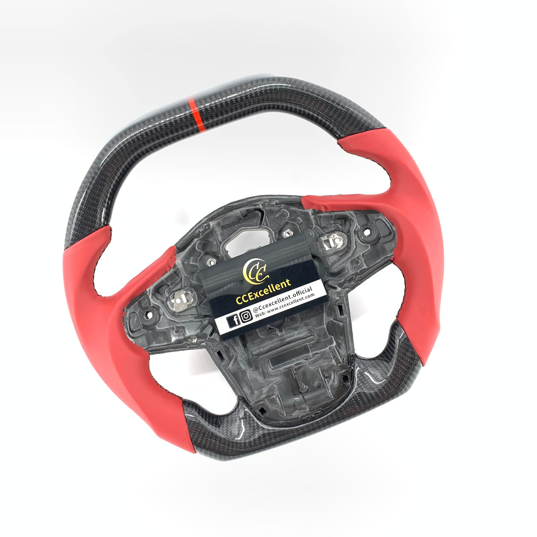 CCexcellent For Toyota Supra A90 carbon fiber steering wheel with red stripe