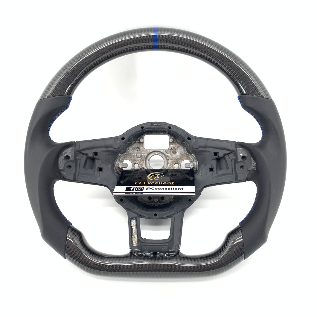 CCexcellent For Volkswagen MK7/MK7 R/MK7 GTI/Golf MK7/Golf7 GTI 2015-2019 Carbon Fiber Steering Wheel With Black Smooth Leather