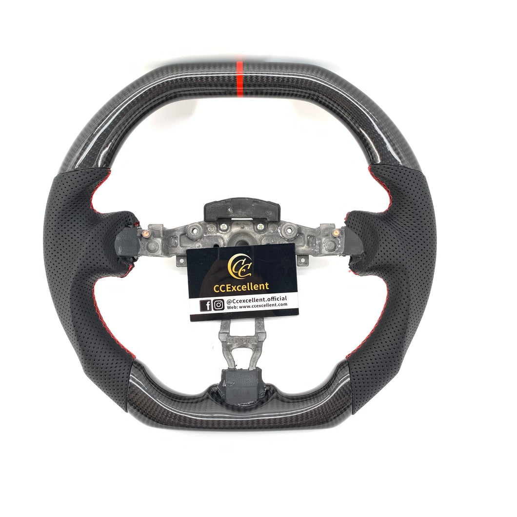 CCexcellent For Nissan Note (UK) Carbon Fiber Steering Wheel With black perforated leather