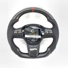 Load image into Gallery viewer, CCexcellent For 2017-2021 Tesla Model 3/Model Y Carbon Fiber Steering Wheel with red stripe line
