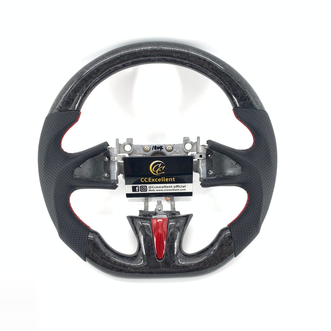 CCexcellent for Infiniti Q50 2014 2015 2016 2017carbon fiber steering wheel with black perforated leather sides