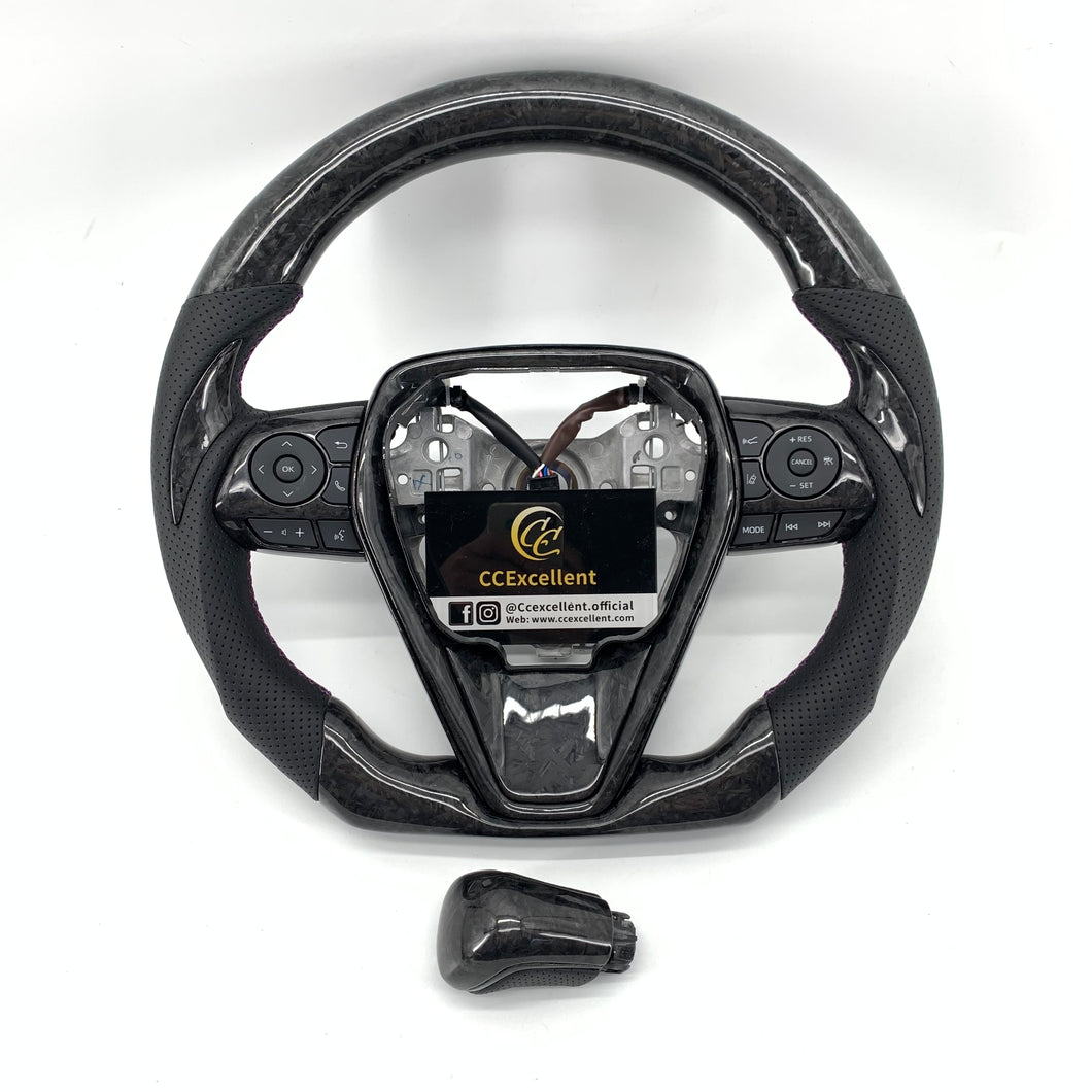 CCExcellent For Toyota 8th gen Camry SE/XSE/LE/XLE/TRD /Avalon 2018-2022 Carbon Fiber Steering Wheel With forged carbon fiber