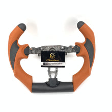 Load image into Gallery viewer, CCexcellent For Nissan Note (UK) Carbon Fiber Steering Wheel With cut top and flat bottom and brown perforated leather
