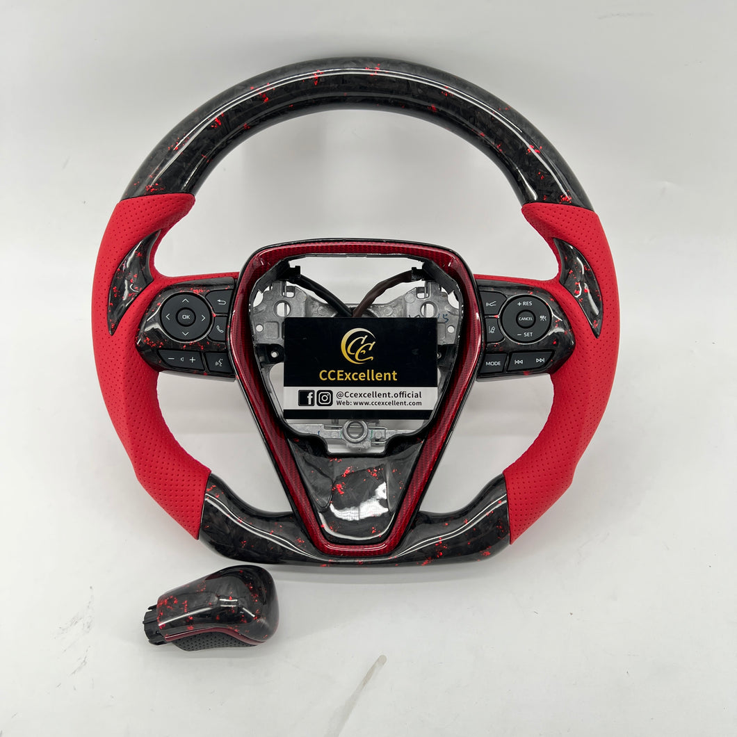 CCExcellent For Toyota 8th gen Camry SE/XSE/LE/XLE/TRD /Avalon 2018-2022 Carbon Fiber Steering Wheel With round top and flat bottom shape