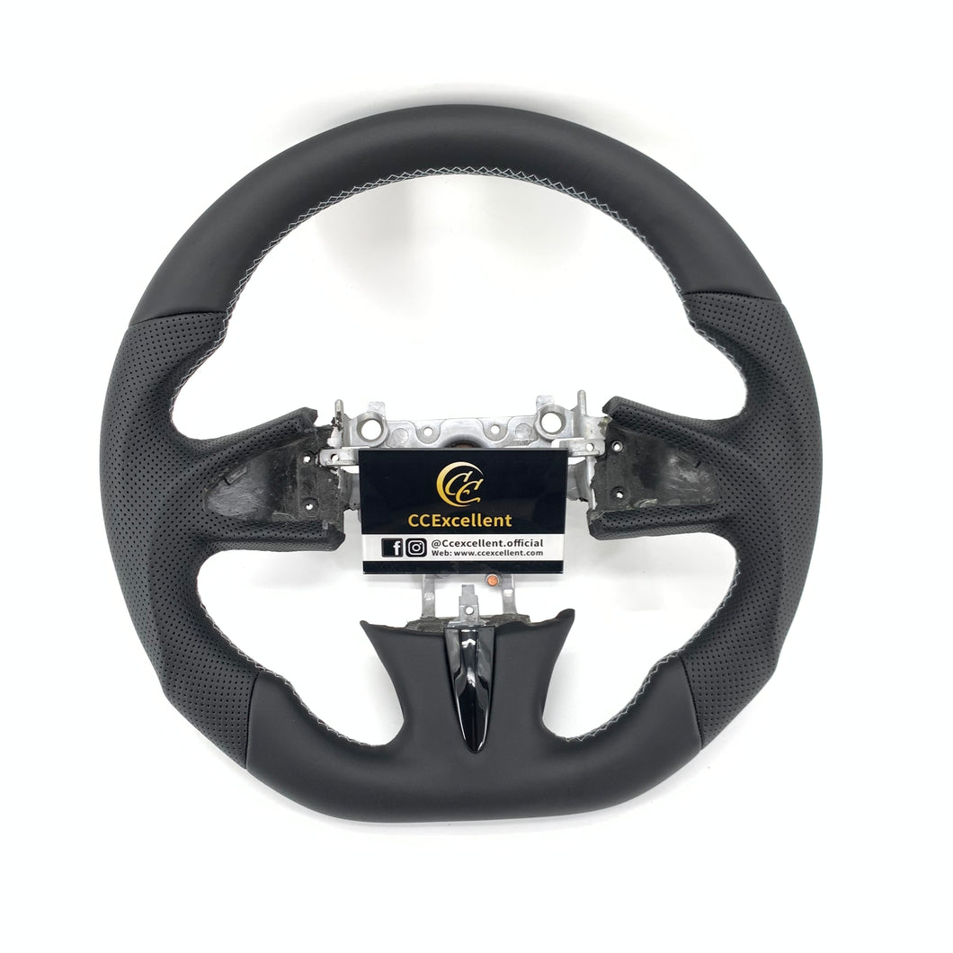 CCexcellent for Infiniti Q50 2014 2015 2016 2017 carbon fiber steering wheel with black perforated leather