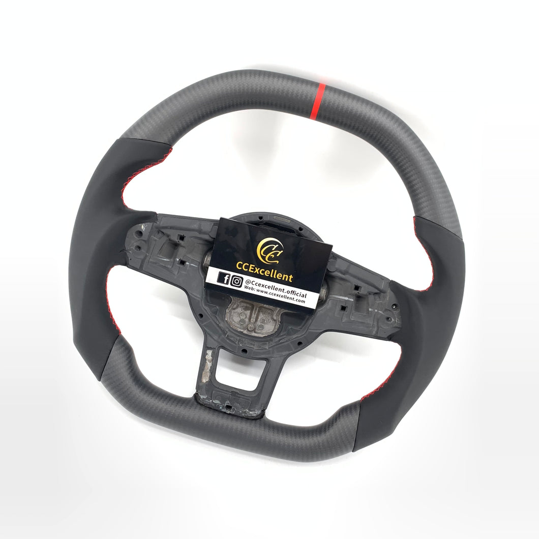 CCexcellent For 2015/2016/2017/2018/2019 Volkswagen MK7/MK7R/MK7GTI//GOLF MK7/GOLF7GIT carbon fiber steering wheel with red stitching