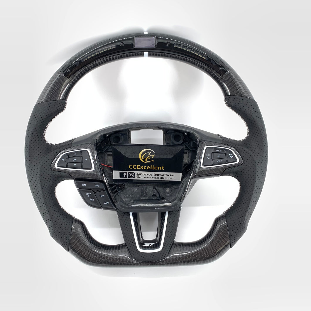 CCExcellent For Ford Focus MK3 RS/ST /EcoSport/Escape/Kuga/C-MAX 2015-2020 Carbon Fiber Steering Wheel With LED