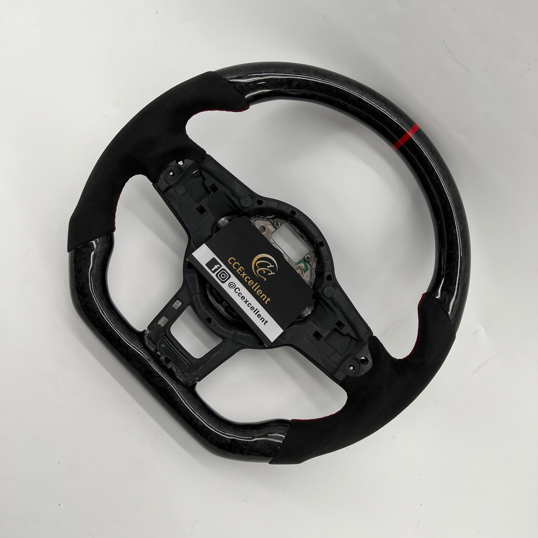 CCexcellent For 2015/2016/2017/2018/2019 Volkswagen MK7/MK7R/MK7GTI//GOLF MK7/GOLF7GIT carbon fiber steering wheel with RED STRIPE