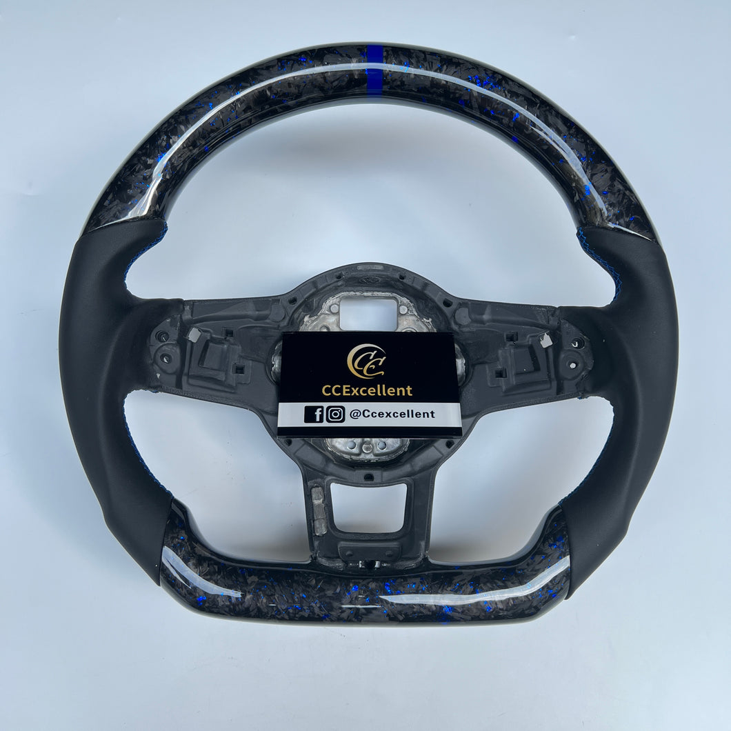 CCexcellent For 2015/2016/2017/2018/2019 Volkswagen MK7/MK7R/MK7GTI//GOLF MK7/GOLF7GIT carbon fiber steering wheel with blue stripe