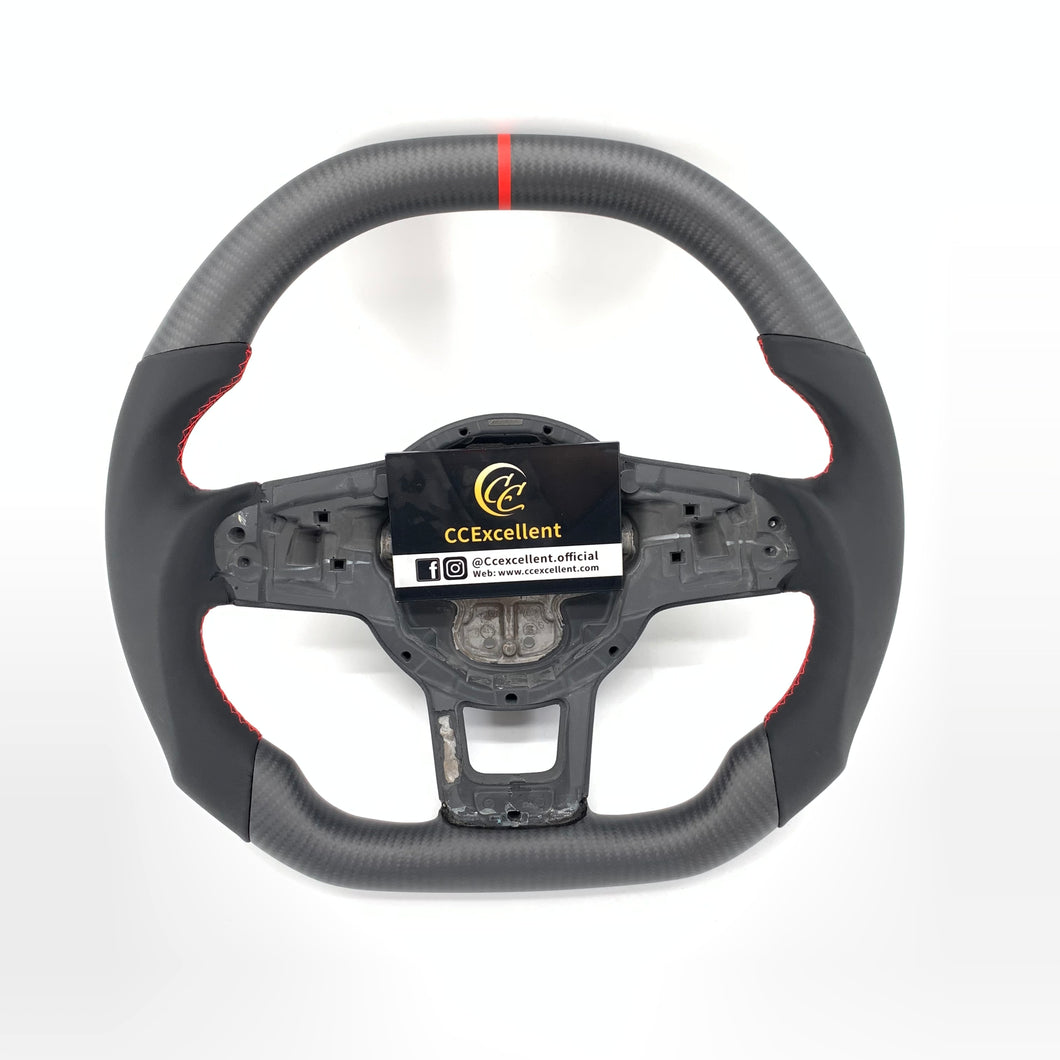 CCexcellent For 2015/2016/2017/2018/2019 Volkswagen MK7/MK7R/MK7GTI//GOLF MK7/GOLF7GIT carbon fiber steering wheel with smooth leather sides