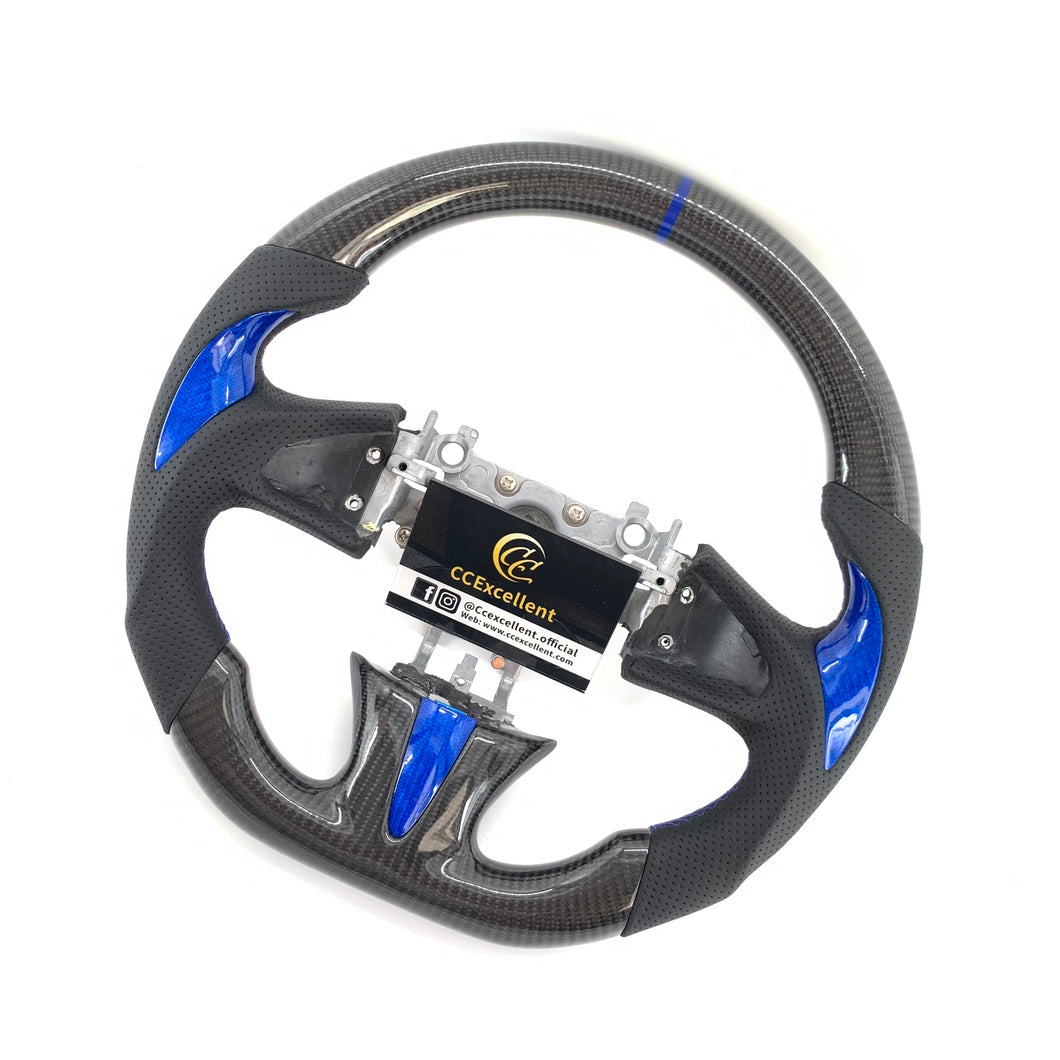 CCexcellent for Infiniti Q50 2014 2015 2016 2017 /QX50 2015 2016 2017 carbon fiber steering wheel with blue stitching