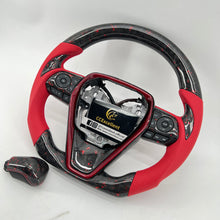 Load image into Gallery viewer, CCExcellent For Toyota 8th gen Camry SE/XSE/LE/XLE/TRD /Avalon 2018-2022 Carbon Fiber Steering Wheel With forged carbon fiber with red flakes and red perforated leather
