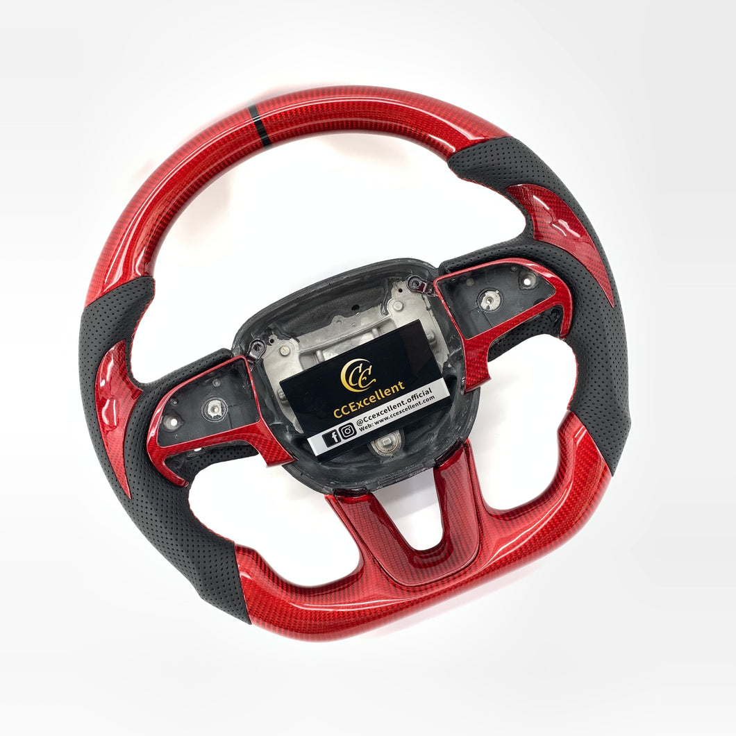 CCexcellent For 2015-2021 Dodge Challenger/hellcat/charger/durango carbon fiber steering wheel with black stripe line