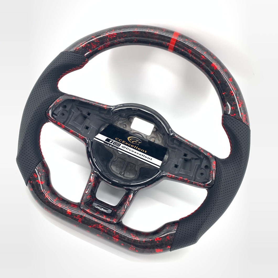 CCexcellent For 2015/2016/2017/2018/2019 Volkswagen MK7/MK7R/MK7GTI//GOLF MK7/GOLF7GIT carbon fiber steering wheel with red stripe