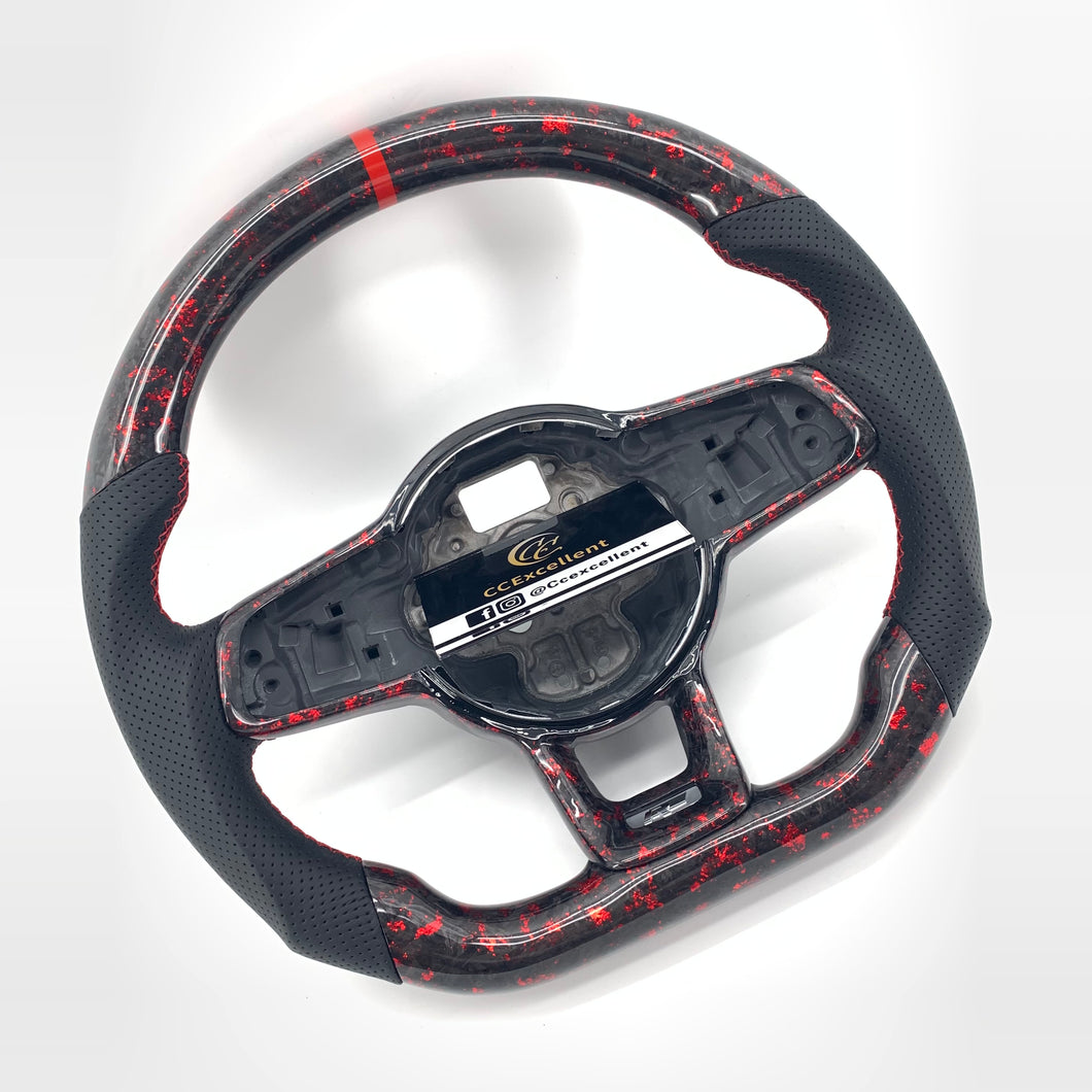 CCexcellent For 2015/2016/2017/2018/2019 Volkswagen MK7/MK7R/MK7GTI//GOLF MK7/GOLF7GIT carbon fiber steering wheel with red stitching