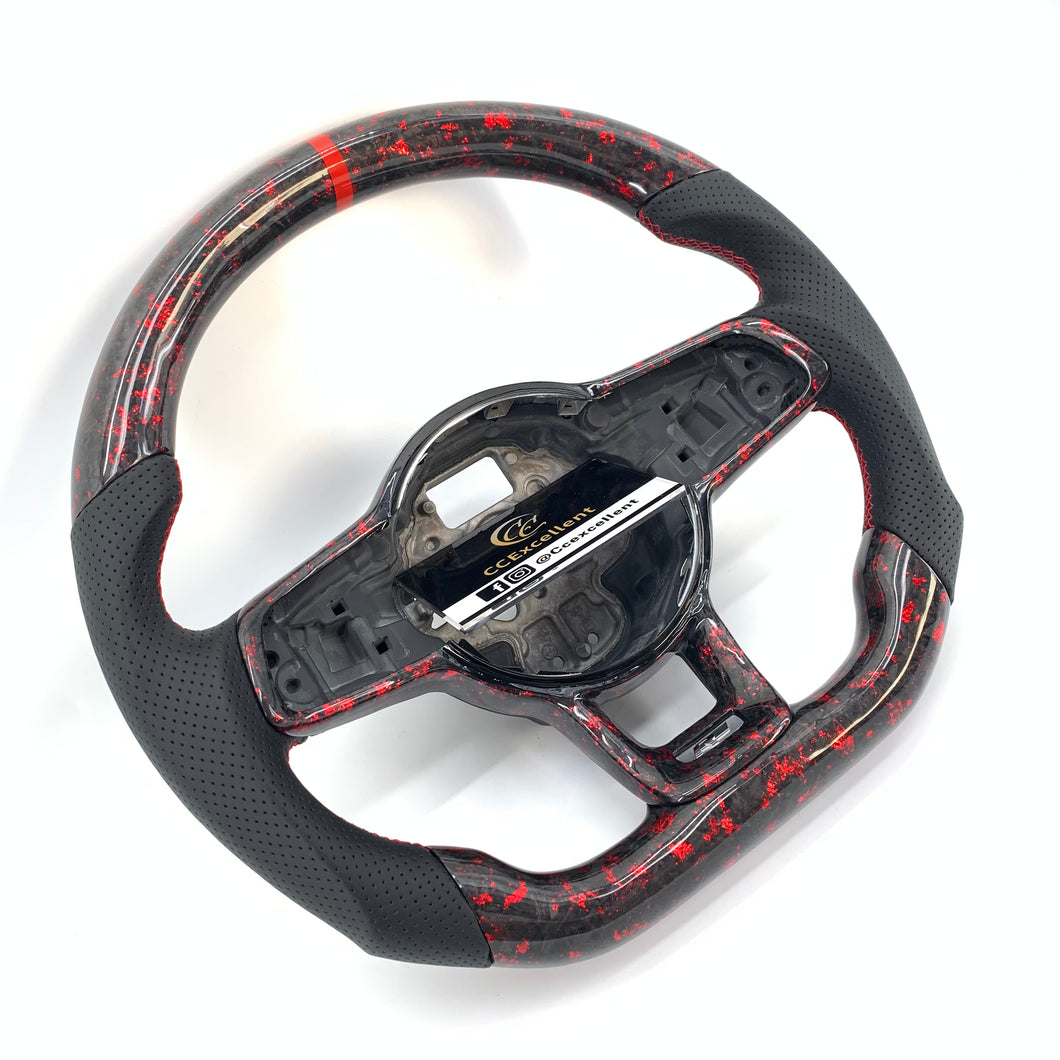 CCexcellent For 2015/2016/2017/2018/2019 Volkswagen MK7/MK7R/MK7GTI//GOLF MK7/GOLF7GIT carbon fiber steering wheel with perforated leather sides