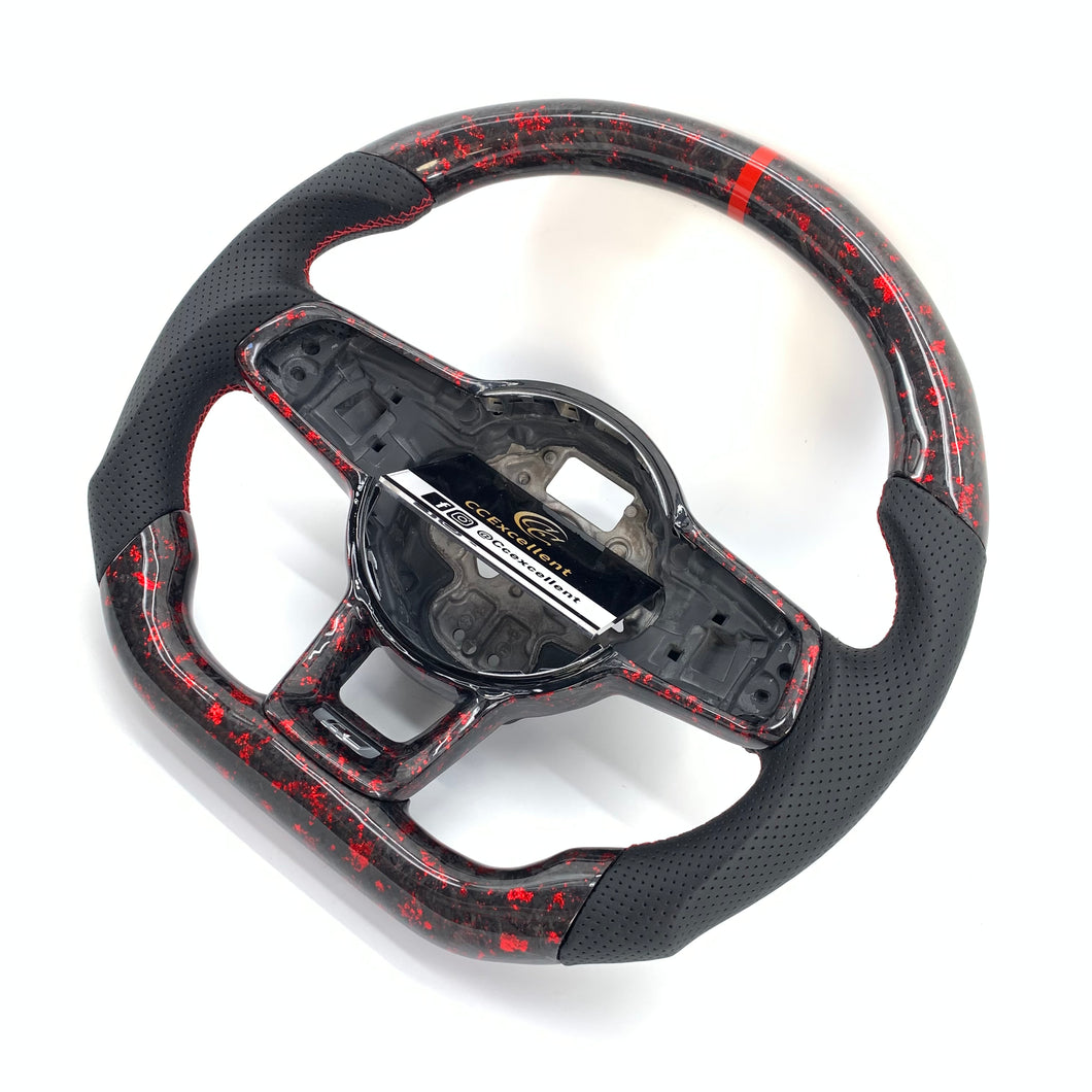 CCexcellent For 2015/2016/2017/2018/2019 Volkswagen MK7/MK7R/MK7GTI//GOLF MK7/GOLF7GIT carbon fiber steering wheel with red stitching