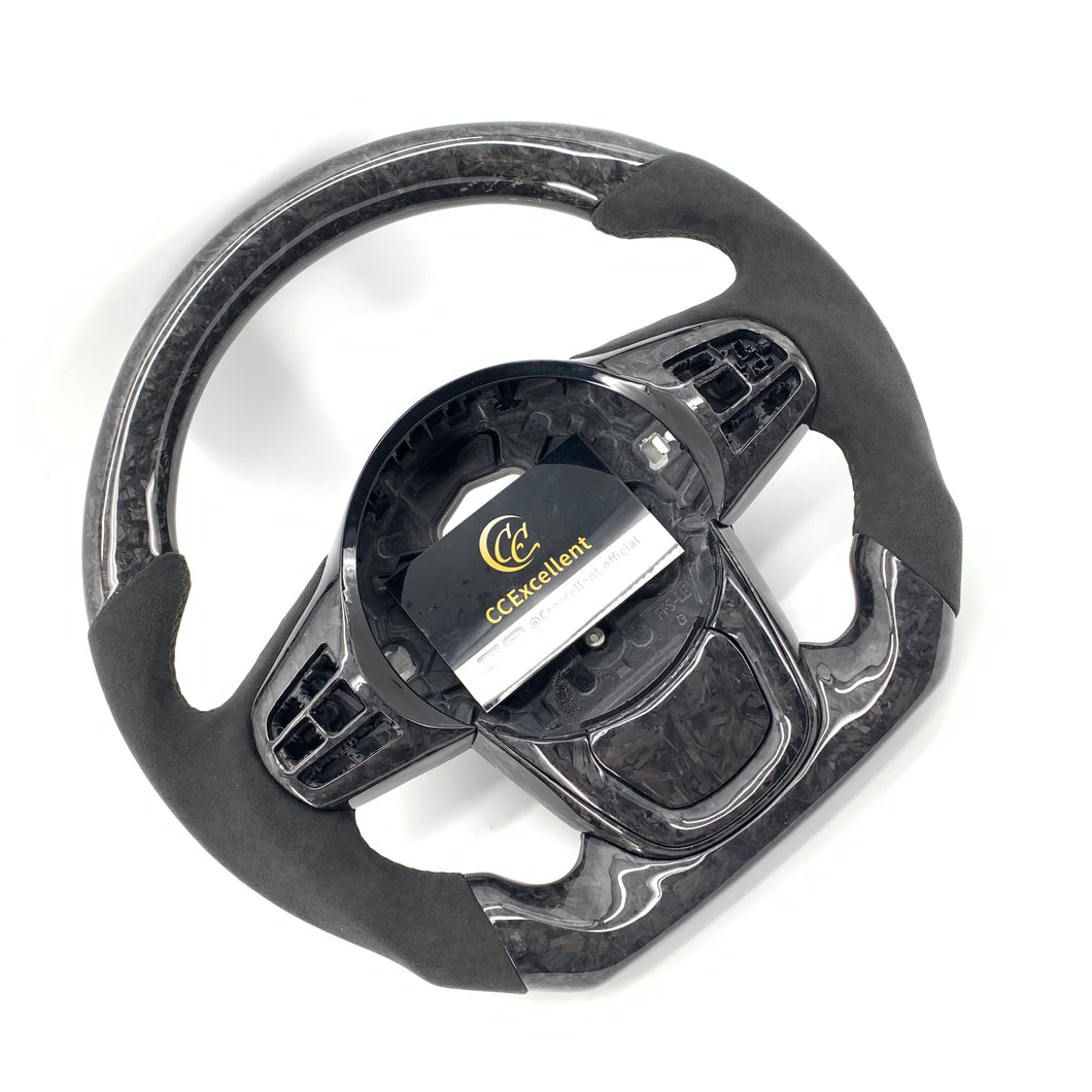 CCexcellent For Toyota Supra A90 carbon fiber steering wheel with gloss black forged carbon fiber with top&bottom&trim