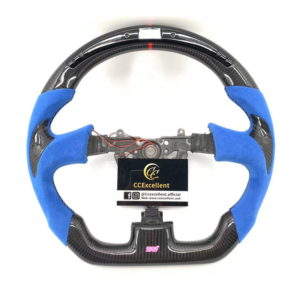 CCexcellent For 2003/2004/2005/2006/2007 Subaru wrx sti carbon fiber steering wheel with JP LED