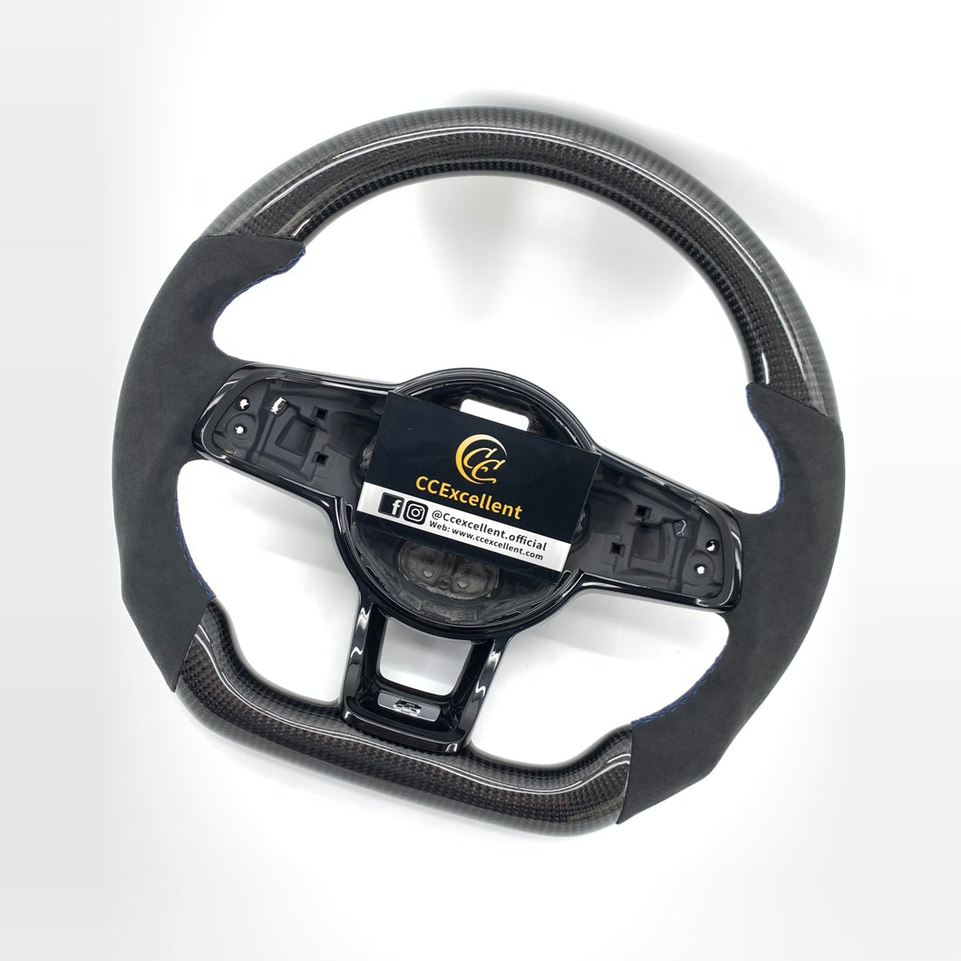 CCExcellent For 2015/2016/2017/2018/2019 Volkswagen mk7/mk7R/mk7GTI/Glof mk7/Golf7 GTI carbon fiber steering wheel with gloss black carbon fiber top&bottom