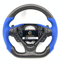 Load image into Gallery viewer, CCexcellent  For Acura TL 2009 2010 2011 2012 2013 2014 carbon steering wheel  with blue perforated leather sides
