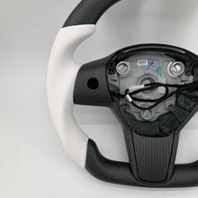 Load image into Gallery viewer, CCExcellent for tesla model3 2017-2020 carbon fiber steering wheel white stitching
