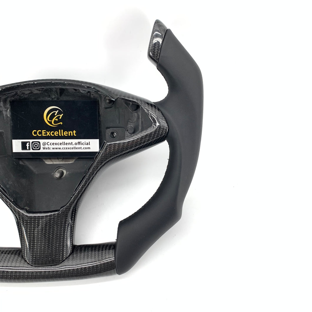 CCExcellent for tesla model3 2017-2020 carbon fiber steering wheel white stitching