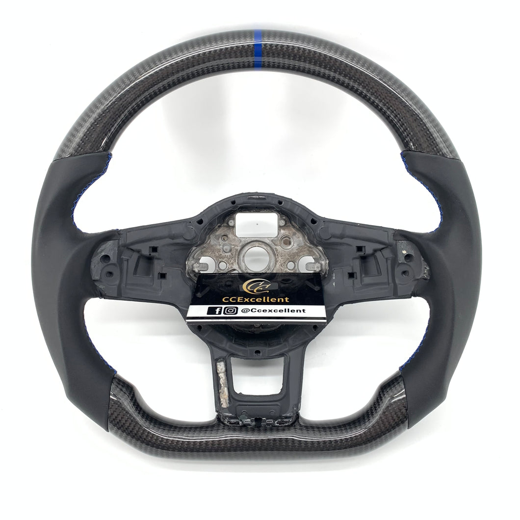 CCExcellent for Volkswagen mk7 2015-2019 carbon fiber steering wheel blue stitching