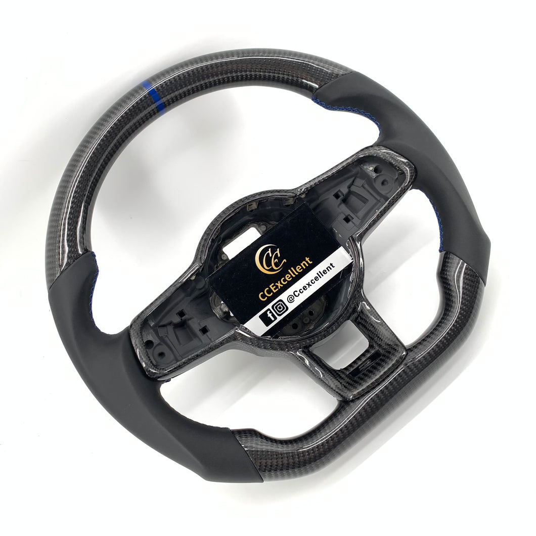 CCExcellent for Volkswagen mk7 2015-2019 carbon fiber steering wheel black smooth leather