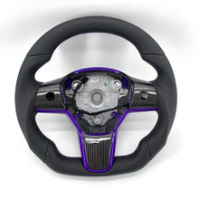 Load image into Gallery viewer, CCExcellent for tesla model 3/Y 2017-2020 carbon fiber steering wheel purple stitching
