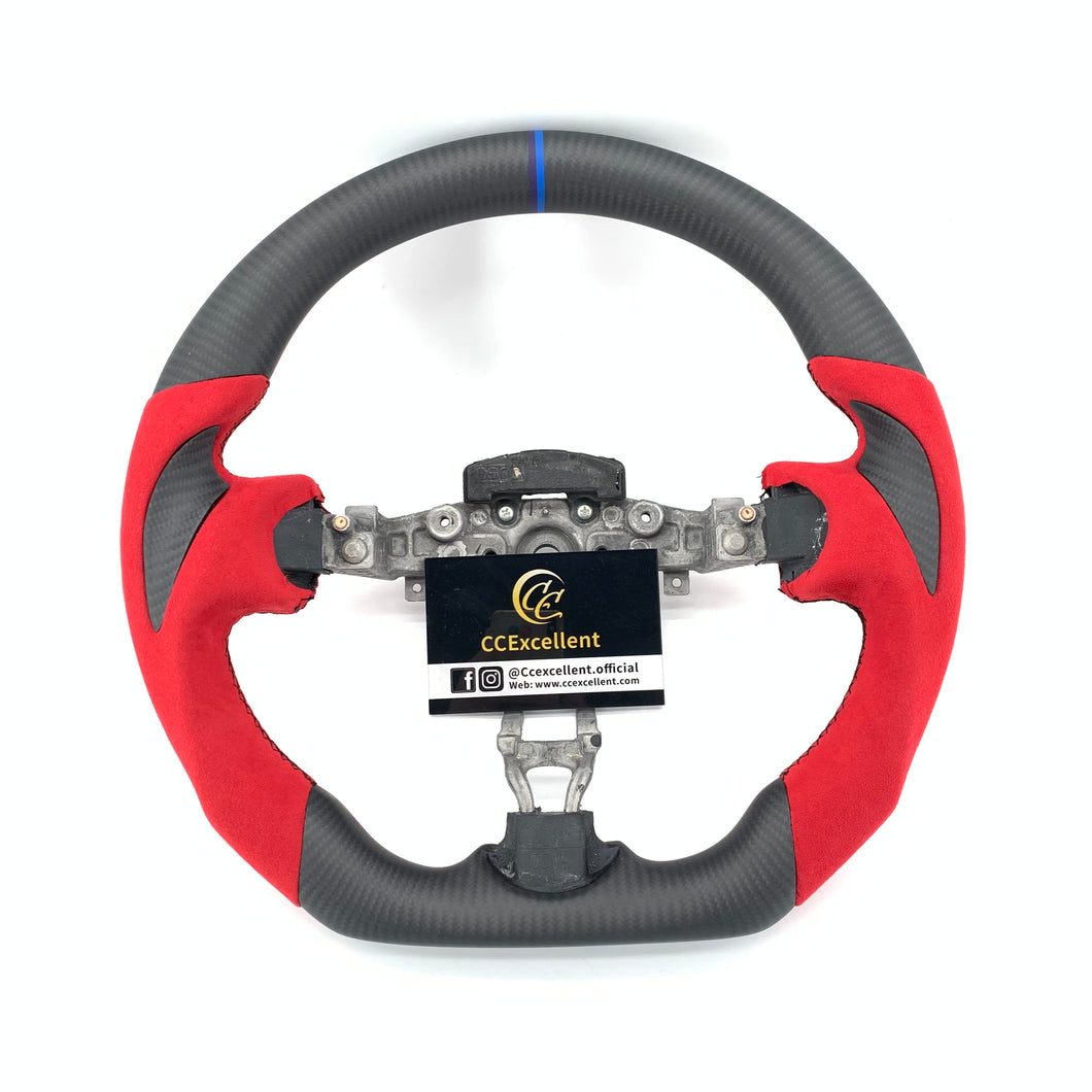 CCexcellent For Nissan 2009-2020 370Z carbon fiber steering wheel with red Alcantara