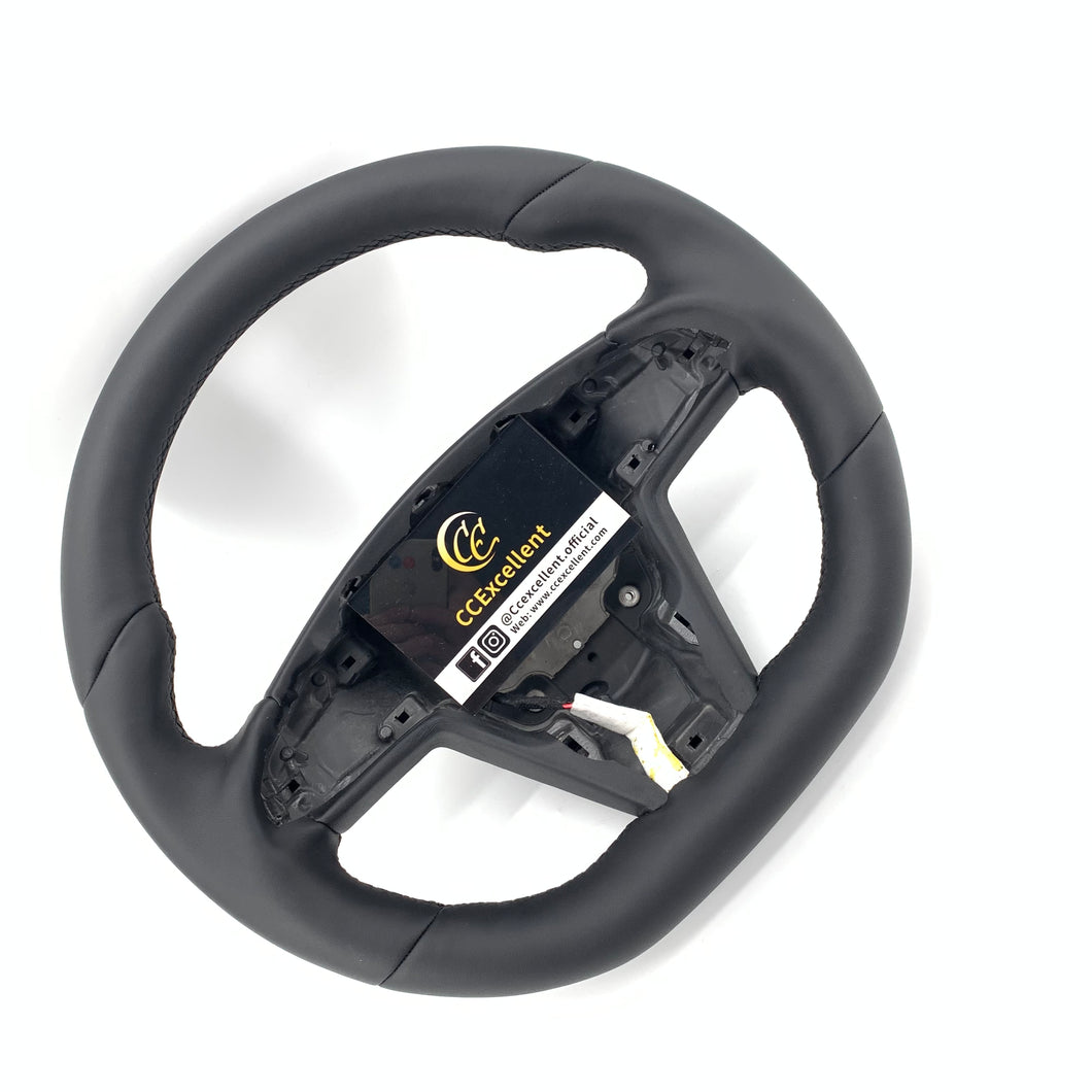 CCExcellent for tesla model S 2022+ carbon fiber steering wheel black stitching