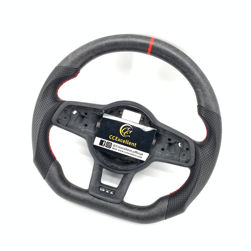 CCExcellent for Volkswagen mk7 2015-2019 carbon fiber steering wheel black perforated leather