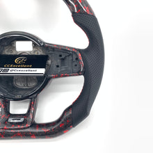 Load image into Gallery viewer, CCExcellent for Volkswagen MK7 2015-2019 carbon fiber steering wheel gloss forged carbon fiber with red flakes trims
