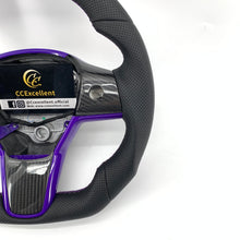 Load image into Gallery viewer, CCExcellent for tesla model 3/Y 2017-2020 carbon fiber steering wheel purple stitching
